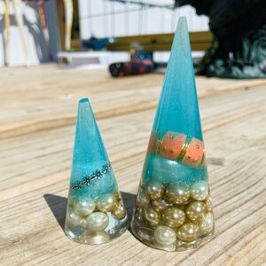 Handmade Turquoise Resin Jewelry Ring Holder - display rings not for sale